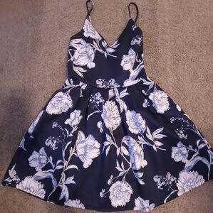 Navy floral spaghetti strap dress